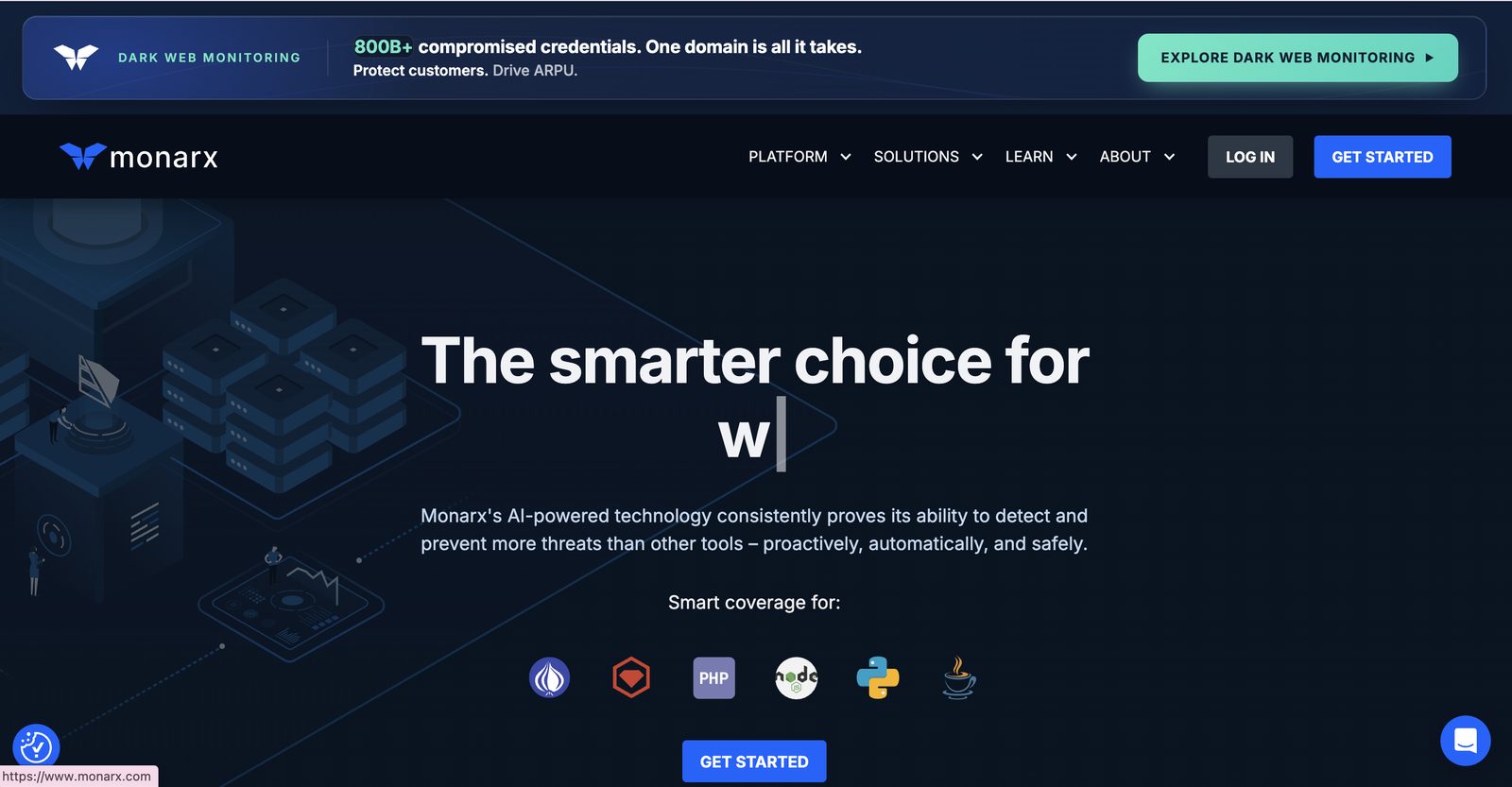 Monarx homepage