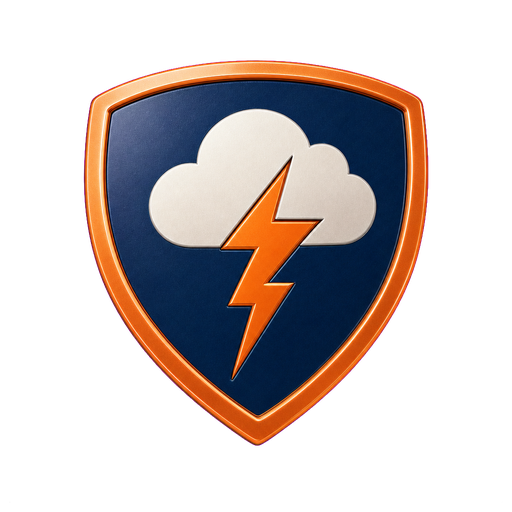 CF Man's cloud-and-lightning shield crest