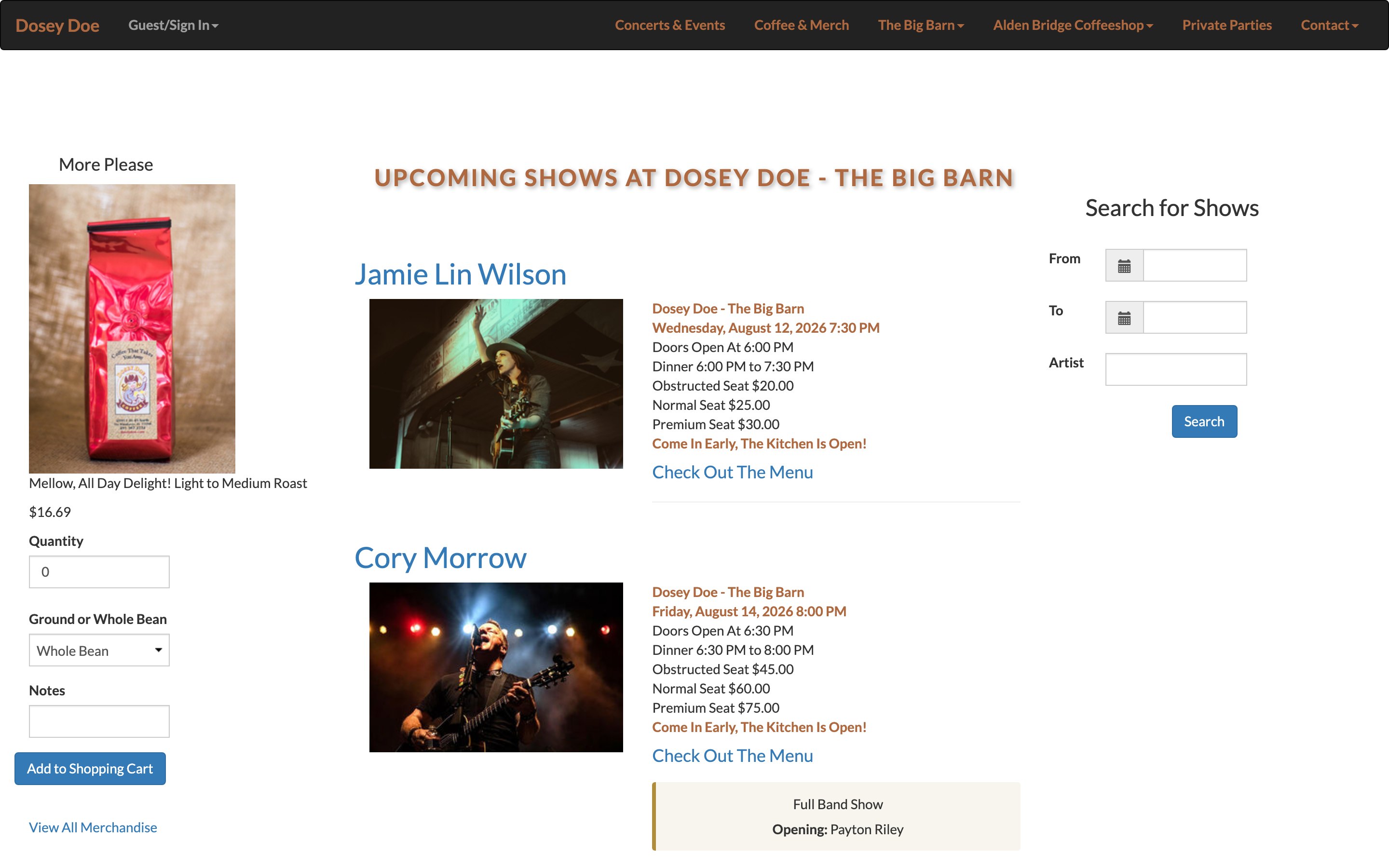 Dosey Doe — The Big Barn website built by Hey Aaron! Marketing