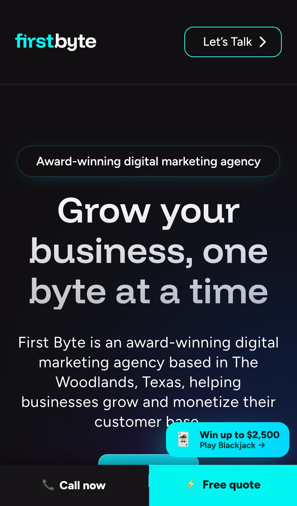 First Byte homepage on mobile