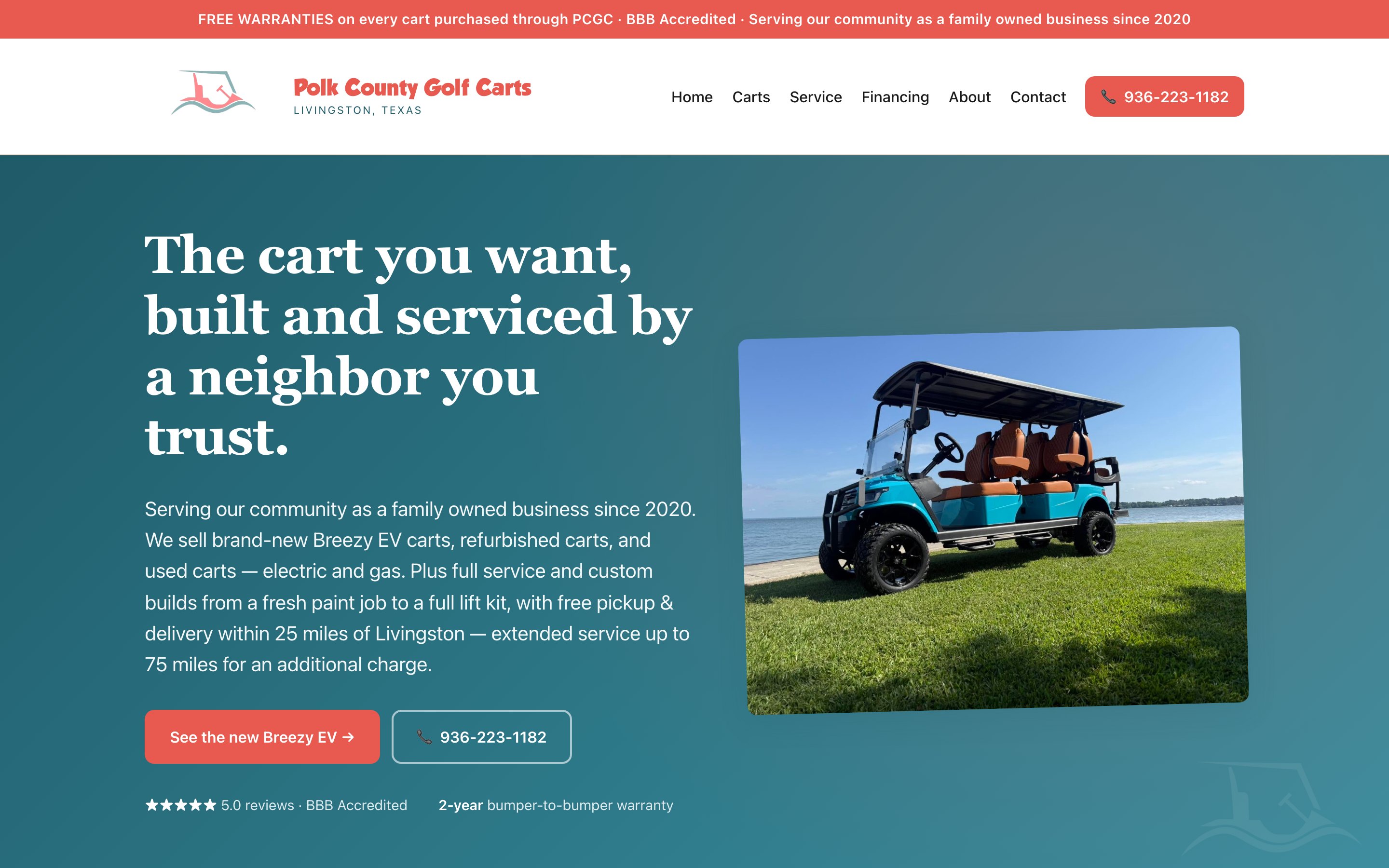 Polk County Golf Carts website built by Hey Aaron! Marketing