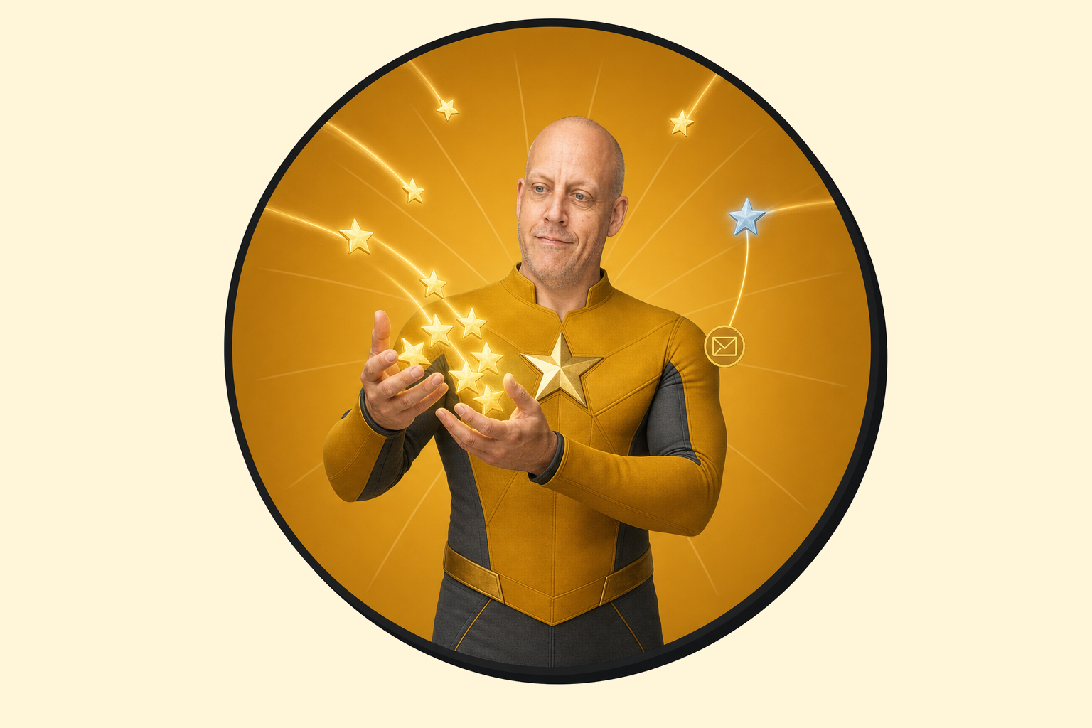 Aaron as 5-Star Man gathering your reviews and routing feedback where it belongs