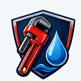 Plumbing superhero crest logo concept