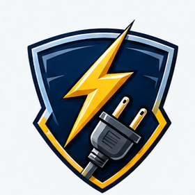 Electrical superhero crest logo concept