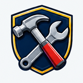 Handyman superhero crest logo concept